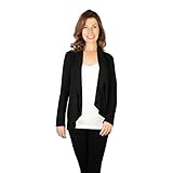 Skinnywear Damen Open Front Cardigan Strickjacke, schwarz, M