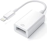 Apple Lightning auf USB Kamera-Adapter, USB 3.0 OTG-Kabel für iPhone/iPad zum Anschluss von Kartenleser, USB-Flash-Laufwerk, U-Disk, Tastatur, Maus, Hubs, MIDI, Plug & Play (weiß)