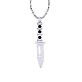 Messer Anhänger Halskette schwarz Diamant Dolch Anhänger massiv 925 Sterling Silb