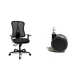 Topstar HE20PBC00 Head Point SY P4, ergonomischer Bürostuhl, Stoffbezug schwarz & Rollenset (Set = 5 Rollen) 6990, Große Design-Hartbodenrollen, Bürostuhlrollen, Stiftgröße 11mm, Durchmesser 65