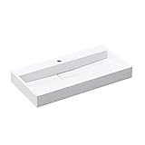 Waschbecken Col19 Aufsatz-Waschbecken Hänge-Waschtisch inkl. Ablaufgarnitur Gussmarmor Rechteckig Waschplatz 1 Armaturenloch Breite: 90