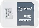 Transcend Highspeed 32GB  micro SDXC/SDHC Speicherkarte (für Smartphones, etc. und Digitalkameras) / Class 10, UHS-I, A1 – TS32GUSD300S-AE (mit Adapter, umweltfreundliche Verpackung)