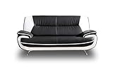 Sofa Set Onyx Set 3-2-1 Couch Set aus Kunstleder Farbauswahl (schwarz-weiß)