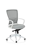 hjh OFFICE 760016 Büro Drehstuhl ESTRIA Stoff Hellgrau/Weiß Home-Office Stuhl Bürostuhl mit Netzrücken, höhenverstellb