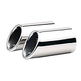 Top-Longer 2X Auspuffblenden Auspuffblende Chrom Edelstahl Spiegel Poliert Kompatibel mit Golf 7 VII Variant Auspuffblende Auto Endrohrblende Auspuff Blende Endrohre Plug&Play