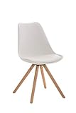 CLP Retrostuhl PEGLEG mit hochwertiger Polsterung und Kunstlederbezug I Schalenstuhl mit Holzgestell und Einer Sitzhöhe von: 46 cm, Farbe:weiß, Gestell Farbe:N