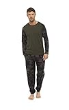 CityComfort Mann Pyjamas aus Weich Baumwolle Winter Pyjamas Lange Ärmel Jogginghose (XL, Khaki Camo)