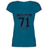 Geburtstagsgeschenk Geburtstag - Limited Edition 1971 Original Schwarz Vintage 50. Geburtstag - XXL - Türkis - Geschenk - XO1525 - Damen T-Shirt mit V