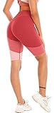 Fancyskin Hohe Taille Yoga Shorts Bauchweg Sport Shorts mit Taschen für F