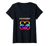 Damen LGBTQ Infinity Heart Polyamorie T-Shirt mit V