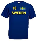 World-of-Shirt Herren T-Shirt Sweden Trikot Fan Shirt Nr.10|mb-XXL