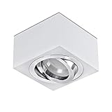 lambado® Flache LED Aufbauleuchte/Deckenstrahler Set inkl. 230V 5W Spots dimmbar - dezente Aufbaustrahler/Deckenspots (eckig, weiss, schwenkbar)