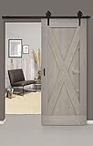 Barnwoodweb Lofttür Vintage Grau aus behandeltem Fichte - Schiebetür - 95x215 CM (X-Brace)