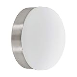 EGLO LED Deckenleuchte Pedristella, 1 flammige Wandlampe, Deckenlampe modern, Wandleuchte aus Metall in Nickel-Matt und satiniertem Glas in Weiß, LED Wohnzimmerlampe warmweiß, Ø 13