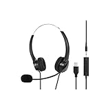 Computer Headset USB & 3,5 mm Klinke 2 in 1 PC Headset mit Mikrofon, Leichtes Business Headset mit Geräuschunterdrückung Soundkarte & Audiosteuerung