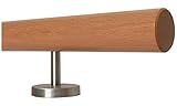 Buche Holz Treppe Handlauf Geländer Griff gerade Edelstahlhalter, Länge 30-500 cm aus einem Stück/zum Beispiel Länge 50 cm mit 2 gerade Halter - Enden = g