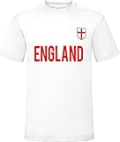 laylawson Herren T-Shirt Fußball England Brasilien Italien Deutschland Polen Frankreich Schottland Weltmeisterschaft, England, weiß, einfarbig, L