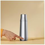 Reisen Elektrischer Wasserkocher, 304 Lebensmittelqualität Edelstahl tragbar Wasserkocher 300 ml, 6 Temperatureinstellung Stufen, Tastenberührung und Smartphone-Temperaturregelung (Color:Silber grau)