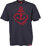 ASTRA Herren T-Shirt Herzanker rot, Navy-blau, Oberteil für Herren, Basic-Shirt mit Herzanker-Aufdruck, Männer, lässige Herren-Bekleidung (XL)