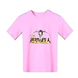 GUGU Frühling Und Sommer Modisches Anime T-Shirt, Jungen Und Mädchen Attack On Titan Rosa Sport-T-Shirt Mit Kurzen Ä