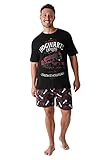 Harry Potter Schlafanzug Herren Kurz, Pyjama Herren, Hogwarts Fanartikel (Schwarz, XXL)