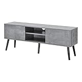 [en.casa] Fernsehtisch Eskilstuna 120 x 29,5 x 46,5 cm TV Lowboard 20 kg mit Schranktüren und Ablagefächern Spanplatte Massivholz Betonoptik