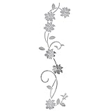 LPxdywlk 3D Spiegeleffekt Blume Rebe Wandaufkleber DIY Acryl Wandtattoo Aufkleber Home Decoration Silb