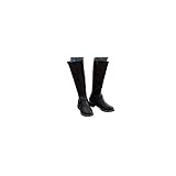 Hohe Stiefel Damen Flache Winterstiefel Vintage Bikerstiefel mit Schnalle, Frauen Winterboots Langschaftstiefel Bequem Winter Warm Damenschuhe Celucke (Schwarz, 42)