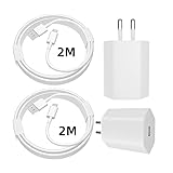 Charlore USB iPhone Ladegerät und iPhone Ladekabel, [Mfi Zertifiziert] 2M Lightning Kabel mit Netzteil （2-Pack）für iPhone 13/12 pro/12/11 Pro/XS Max/XR/X/8/8 Plus/7/7 Plus/6s/6/6 Plus/5S/5