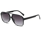 Grainas 70s Vintage Retro Sonnenbrille Herren Damen Unisex Uv Schutz 400 Frauen Männer Klassisch Großer Rahmen Brille (Schwarzgrau)