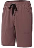 MoFiz Damen Shorts Sommer Casual Kordelzug Shorts Relaxed Fit Yoga Laufen Fitness Jogger Kurze Hosen, Rotbraun, S