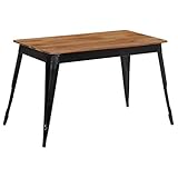 Atlojoys Esstisch, Küchentisch, Computertisch, Bürotisch, Esszimmertisch, für Wohnzimmer, Esszimmer, Akazienholz Massiv und Stahl 120 x 60 x 76