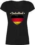 Handball Geschenk für Handballer - Handballherz Deutschland - XXL - Schwarz - XO1525 - XO1525 - Damen T-Shirt mit V