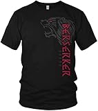 North - Berserker Bär - Wikinger Krieger Walhalla - Vikings Warrior Valhalla - Rune Held - Herren T-Shirt Geschenk für Männer, Größe:L, Farbe:Schwarz/R