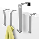 MDCASA Türhaken Edelstahl - bis 5cm Türfalz - 4 Stück- Kleiderhaken über Tür - Fensterhaken Deko - Garderoben-Haken – Handtuchhalter (Edelstahl gebürstet)