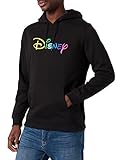 MERCHCODE Herren Disney Rainbow Logo EMB Hoody Kapuzenpullover, Black, L