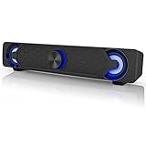 Smalody Computer-Soundbar, PC-Lautsprecher, USB-Soundbar, Gaming-Lautsprecher mit Coolen LED-Leuchten, Multimedia-Lautsprecher, Perfekt für PC-Spiele, Computer, Desktop, Laptop