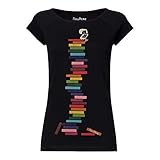 FellHerz Damen T-Shirt Books Girl Schwarz Bio Fair und Vegan (M)