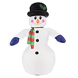 Juskys XXL Schneemann 240 cm aufblasbar mit integr. Gebläse & 20 LEDs, Weihnachtsdeko beleuchtet IP44, Winterdeko für Außen mit 6 Heringe & 3 S