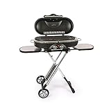 Mayer Barbecue ZUNDA Tisch-Gasgrill MGG-202 Pro Tischgrill, 2 Brenner, Dual-Fuel-System inkl. Klappwagen Trolley mit 2 ausziehbaren S