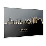 artboxONE Alu-Print 150x100 cm Duisburg Skyline Glow Orange von Künstler Michael Tomp