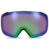 devembr Rosa-grüne Torische Scheibe für sphärische Skibrille PRO, Magnetische Wechsellinse, Rahmenlose Snowboard-Brille Antibeschlag, UV-Schutz, für Skilauf Schneemobil Skating(NUR Linse, VLT 45%)