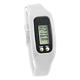 Yellow wang Kinder Kieselgel Uhren,Schrittzähler Uhr Kinder Ohne App und Handy Kalorienzähler Armband Sports Armband Digital Armbanduhr Run Step Walking Distance Watch für Damen Herren Kinder (White)