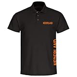 VIMAVERTRIEB® Herren Poloshirt Nederland - Brust & Seite - Druck:orange - Polo Shirt Hemd Polohemd Männer Fußball Fanartikel Fanshop - Größe:5XL schw