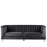 Beliani 3-Sitzer Sofa Samtstoff schwarz modern Arvik