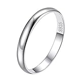 Suplight 925 Sterlingsilber Ring für Damen Mädchen 3mm glänzender Verlobungsring Ehering Fingerring simpel Finger Schmuck Größe 49