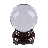 Longwin K9-Kristallkugel, 100 mm, mit rotem, drehbarem Holzständer, ideale Fotorequisite, inkl. Geschenkverpackung, Transp