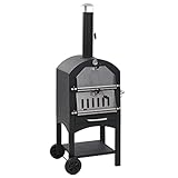 Outdoor Tragbarer Pizzaofen mit Pizzastein, Traditioneller Holzkohle-Pizzaöfen für Gartenkamin BBQ Räucherbrot, 65x50x157