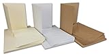 30 Falt-Karten Sets - DIN A6-240 g/m² 220 g/m² - Weiss - Creme - Kraft - mit Brief-Umschlägen DIN C6-120 g/m² 90 g/m² Nassklebung - 60 T