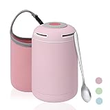 flintronic Fintronic Thermobehälter, 460ml Warmhaltebox Edelstahl mit Löffel, Thermobehälter für Essen, Essensbehälter Lunchbox für Warme Speißen, Kinder/Erwachsene Brotdosem, Schule, Camping - Pink